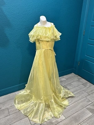 VTG 70s JC Penny Yellow Formal Dress Belle Beauty & Beast 13/14 - Image 1 of 4