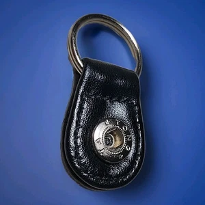 Vintage Keychain Charm: Black Leather Snap Design TONG TA - Picture 1 of 2
