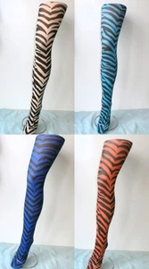 Colour Options x 6 Zebra Animal Printed Tights Pantyhose pop art Vintage retro - Picture 1 of 19