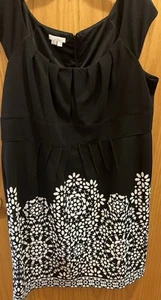 London Times Etuikleid Plus 20W schwarz-weiß Blumen Flügelärmel Damen - Bild 1 von 6