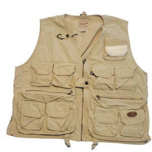 Vintage Woolrich Fishing Vest Mens Large Tan/khaki Multi Pocket Outdoor Zip - Picture 1 of 10