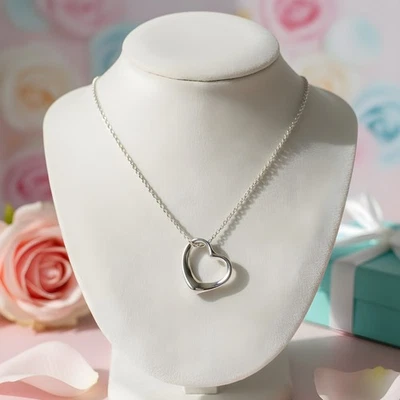 Ожерелье Tiffany & Co. Peretti с открытым сердцем 22 мм 16 дюймов ✨️ПРОДАВЕЦ ИЗ США ✨️ НОВОЕ - Изображение 1 из 4