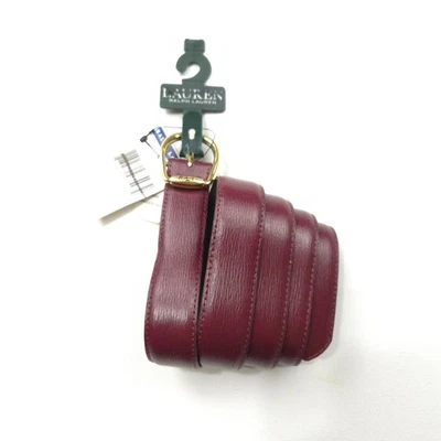 NEW! RALPH LAUREN WOMENS BELT -L- BURGUNDY TEXTURE -LEATHER EMBOSS- GOLD BUCKLE - Image 1 of 4