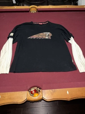 Camicia Moto Indiana Nera Maglia Manica Lunga Adulto Logo Capo Taglia 2XL - Immagine 1 di 4