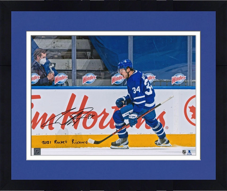 FRMD Auston Matthews Maple Leafs Signed 16x20 Photo w/"2021 Rocket Richard" Insc - Image 1 of 1