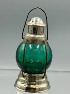 c 1900 LANTERN Blue Green Glass PERFUME or CANDY CONTAINER E&A 439 Vintage - Picture 1 of 12