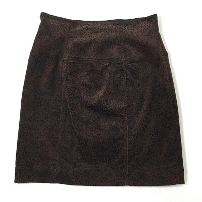 Worth Corduroy Skirt Women's Size 6 Brown Cheetah Print Cotton Stretch Side Zip - Image 1 of 4