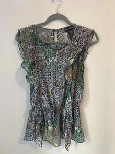 Women's blouse Susie Rose Round Neck Elastic Waist multicolor Sleeve Blouse M - Picture 1 of 12
