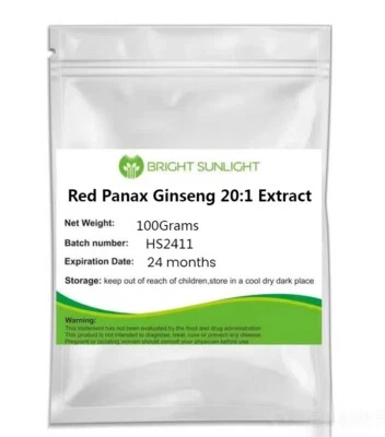 100 g de ginseng rojo coreano Panax 20:1 extracto en polvo ginsenósidos energía y vitalidad Foto 1 de 3