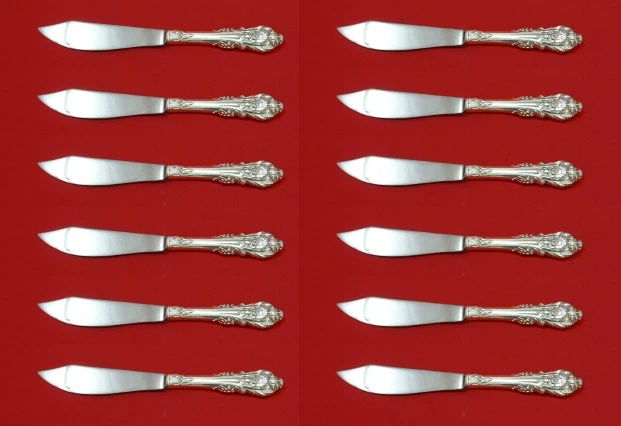 Sir Christopher by Wallace Sterling Silver Fish Knife Custom Set 12 pcs 8 1/4" - Image 1 of 1