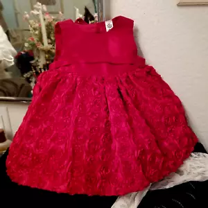 Elegante Vestido Roseta Rojo Marca Cherokee Elegante Infantil Niñas Talla 3 Mos - Imagen 1 de 6