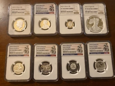 2023 S  8 piece silver proof set   6PF70 and 2pf69 - Image 1 of 2