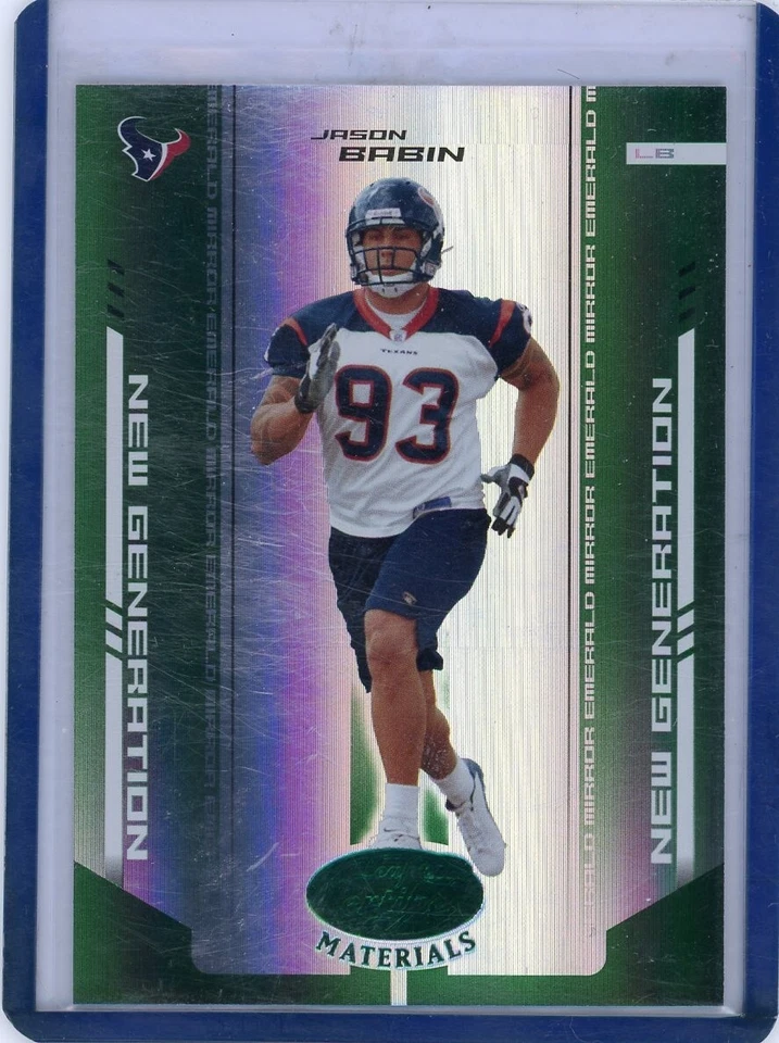 2004 LEAF CERTIFIED #174 JASON BABIN "MIRROR EMERALD RC #5/5 TEXANS 112924 - Imagem 1 de 1