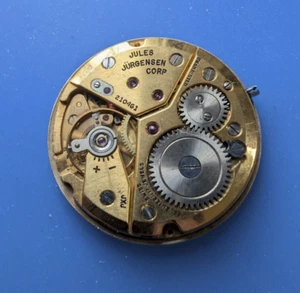 VINTAGE MENS JULES JURGENSEN CAL 330 WRISTWATCH MOVEMENT RUNNING - Picture 1 of 2