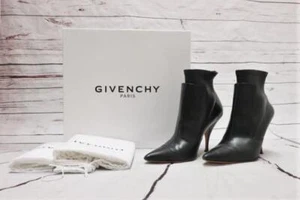 Givenchy Infinity Ankle Boots Black Layered Leather Size 37 Pointed Toe Booties - Picture 1 of 12