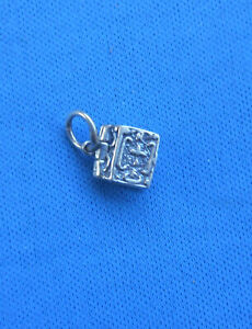 Tiny Sterling Silver HOLY BIBLE Opening Locket Charm Pendant VINTAGE
