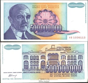 Banknoten Jugoslawien 1993 Pick-Nr: 134a bankfrisch - Bild 1 von 1