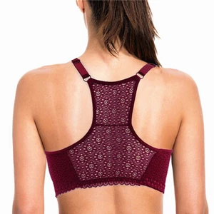 Plump Boobs Womens Bras Front Buckle Push Up Brassiere Lace Racer Back Lingerie - Picture 1 of 12