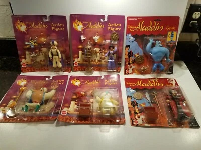 1993 VINTAGE MATTEL  DISNEY ALADDIN FIGURES Aladdin,Jasmine,Genie,Sultan,Jafar - Image 1 of 4