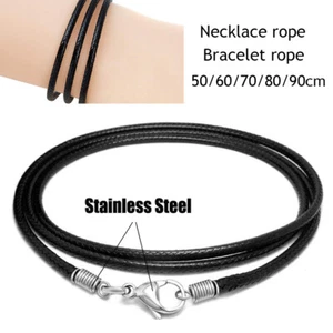 Cuerda de cuero trenzado para hombre collar cordón acero inoxidable broche de langosta cuerda encerada - Imagen 1 de 12