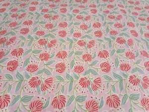 25 Yards Stoff Indisch Rosa Blumen Handbedruckt Baumwollstoff Nähen Stoffe - Bild 1 von 6