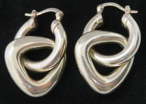 Sterling silver vintage Art Deco antique chunky droplet earrings - Picture 1 of 11