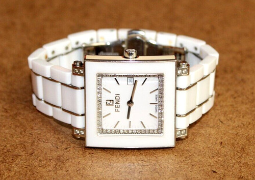 Orologio Fendi Orologi SS & Donna Ceramica Bianca Diamante Quadro 6200G [083WEI]
