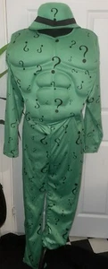 MENS SIZE M 38-42 INCH MUSCLE CHEST BATMAN RIDDLER ONE PIECE RUBIES WITH HAT - Picture 1 of 9