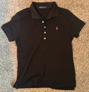 Polo Ralph Lauren Girls Golf Polo L Large (14-16) Shirt Black 1/4 Button Logo! - Picture 1 of 4