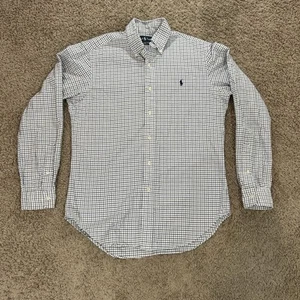 Ralph Lauren Hemd Herren S blau weiß kariert Baumwolle Classic Fit Oxford OCBD - Bild 1 von 10