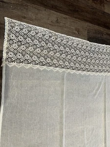 Duschvorhang Häkelspitze oben und Crinkle transparent unten elfenbein 71W 74L - Bild 1 von 8