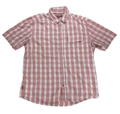Simms Fishing Shirt Vented Men's XL Plaid Red Button Up Short Sleeve - Image 1 of 4