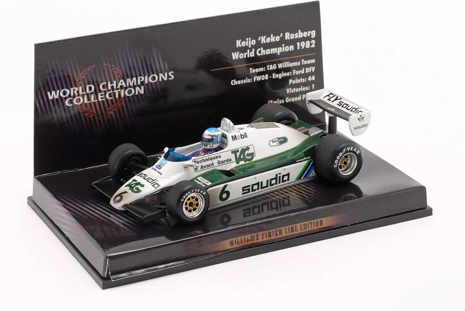 F1 WILLIAMS FW08 #6 K.Rosberg World Champion Dirty Version 1982 1/43 MINICHAMPS - Image 1 of 4