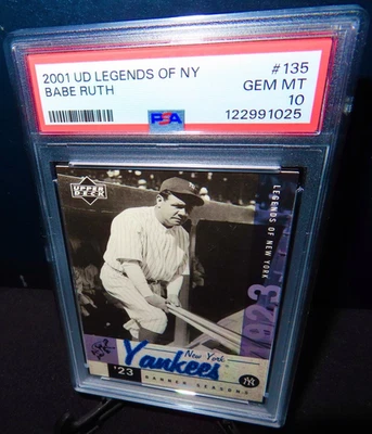 UD LEGENDS OF NY 2001 Babe Ruth PSA 10 gemas ¡Como nuevo #135! Foto 1 de 3