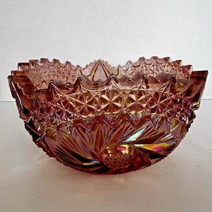 Vintage L.E Smith Red Comet in the Stars Carnival Glass Bowl 7.5" Diameter C180 - Picture 1 of 8