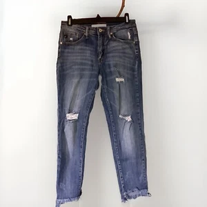 Kancan Größe Jr. 9 ausgefranste Ankle-Jeans im Used-Look - Bild 1 von 5