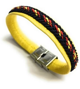 Pulsera De Cuero Con Trenzado De Hilo Bandera España (PRODUCTO ARTESANO) - Picture 1 of 35