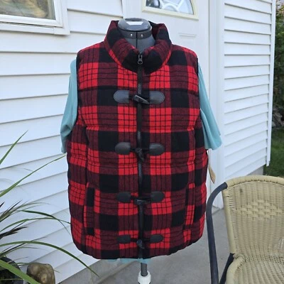 Chaleco Ruff tallado aislante rojo y negro búfalo a cuadros cremallera y botón talla XL NUEVO CON ETIQUETAS Foto 1 de 4