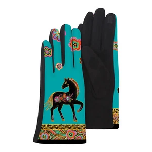 Guantes con pantalla táctil Laurel Burch Fiesta Mare ~ Arte adornado ~ Gamuza sintética suave ~ - Imagen 1 de 1
