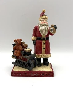 Vintage Santa Claus W/ Toys And Teddy Bear Figurine Resin - Picture 1 of 6