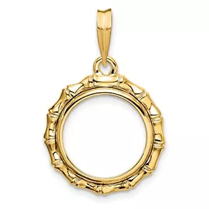 1993-Now $1 Canada 1/20 oz Maple Leaf Prong Set Bamboo Coin Bezel in 14k Gold - Picture 1 of 7