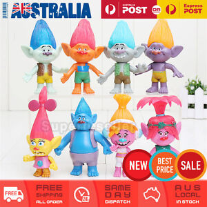 8x Dreamworks Trolls Action Figures Kids Figurines Toy Cake Topper Decor Set AU