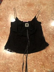 BONY Paris LACE TANK TOP WITH PEARLS AND STONES SIZE M - Picture 1 of 7