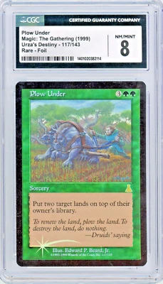 1999 Magic the Gathering MtG URZA'S DESTINY Foil Plow Under 117/143 CGC 8  - Image 1 of 2