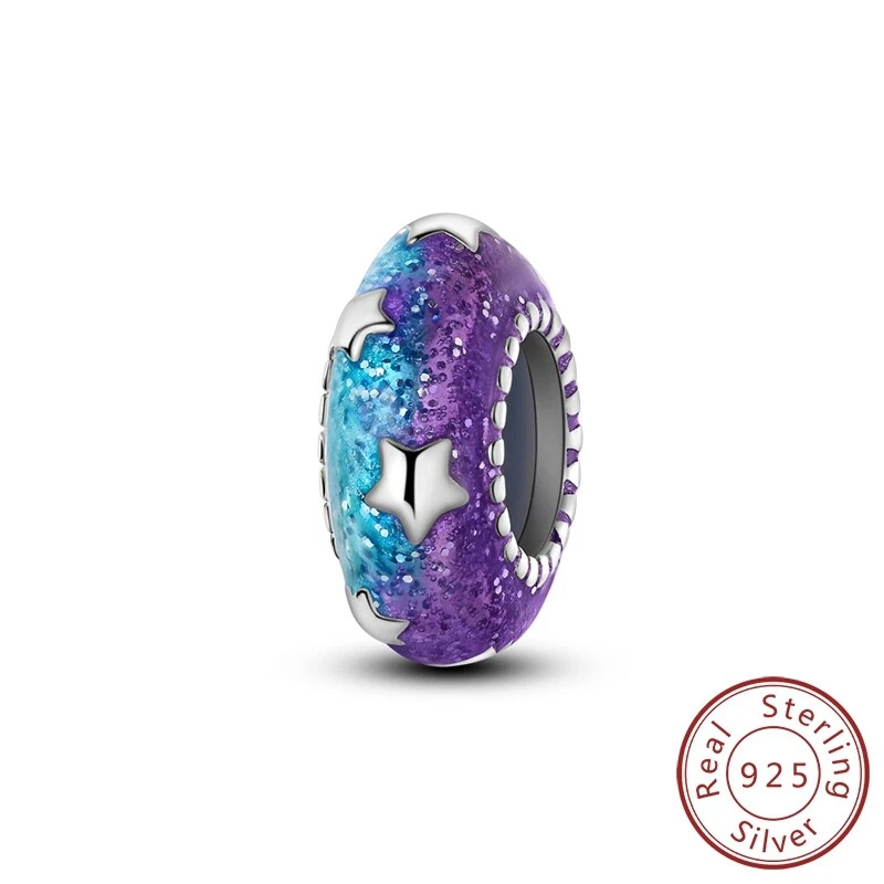 MULA Frauen 925 Sterling Silber DIY Charm Starry Night Gummi Stopper für Armband - Bild 1 von 4