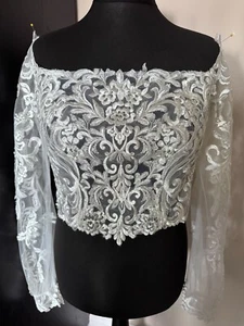 Maggie Sottero embroidered long sleeved wedding bolero size 14 in ivory - JAC29 - Picture 1 of 11