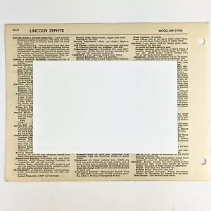 Vintage Original 1938 Lincoln V12, Lincoln Zephyr 86H Mechanical Specks Manual - Picture 1 of 2