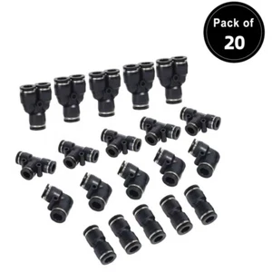 LokoCar Push to Connect Fittings OD 1/2'' Air Line Nylon Pipe Fittings Kit 20Pcs - Picture 1 of 12