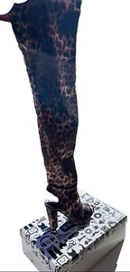 Size 8 NWT NIB Bamboo LEOPARD Print over the knee heel boot open toe - Picture 1 of 4