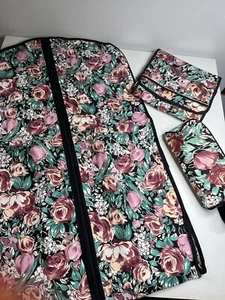Vintage 1990s Avon “Floral Garden” Garment Bag Accessory Roll Cosmetic Bag Lot - Picture 1 of 19